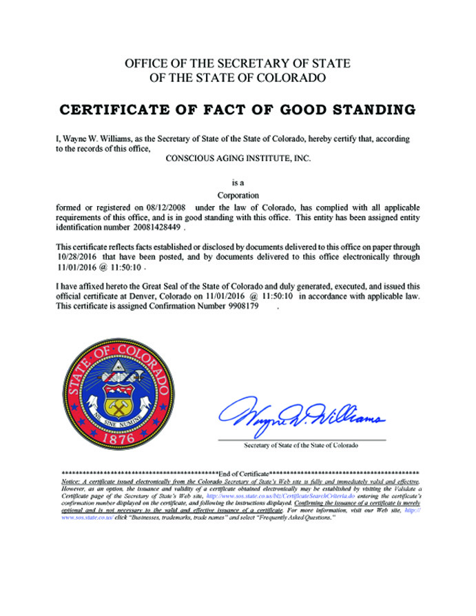 CAI Certificate of Good Standing